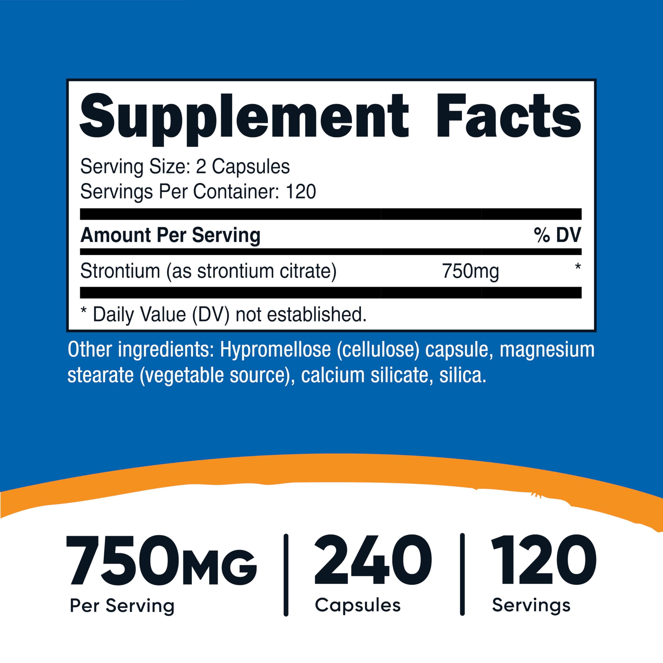 Nutricost Strontium veggie capsules close-up highlighting vegetarian, gluten-free formulation