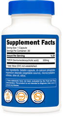 Nutricost Tudca 500mg bottle on shelf for daily wellness.