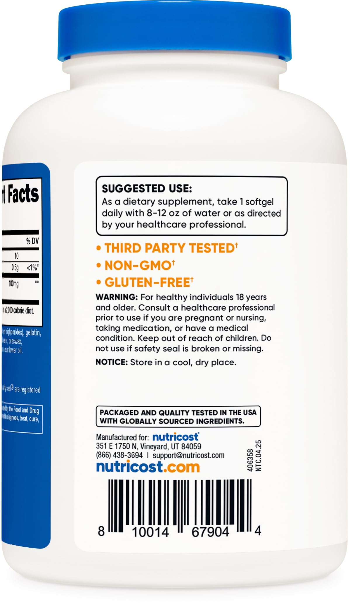 Softgels being poured, demonstrating easy daily dosing.