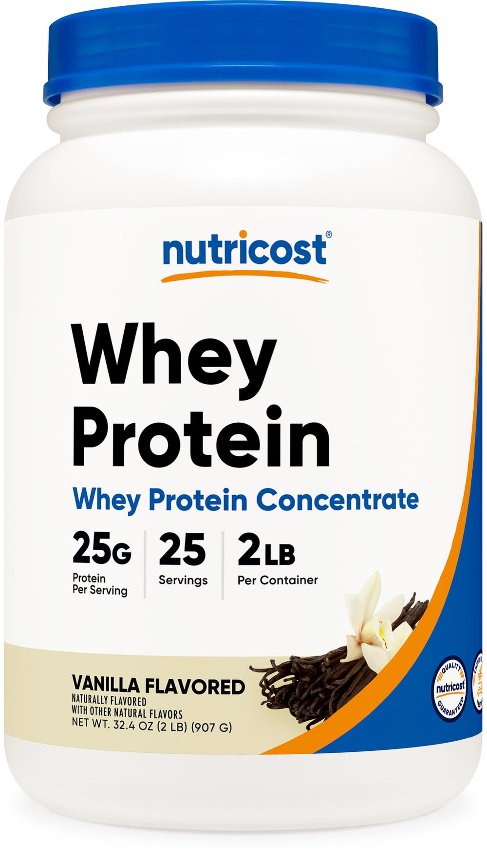Nutricost Vanilla Whey Protein Concentrate bottle for post-workout support.