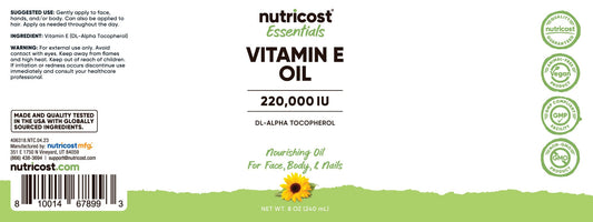 Dropper dispensing Nutricost Vitamin E Oil for easy topical use.