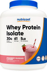 Nutricost Whey Isolate Strawberry Milkshake bottle front view for daily workouts