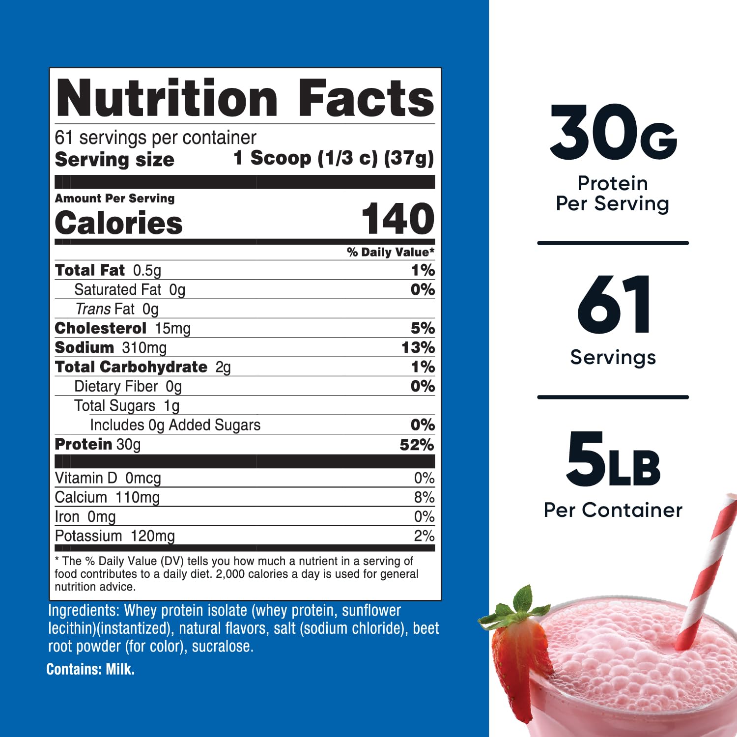 Close-up of Nutricost Strawberry Milkshake shake in cup with creamy texture