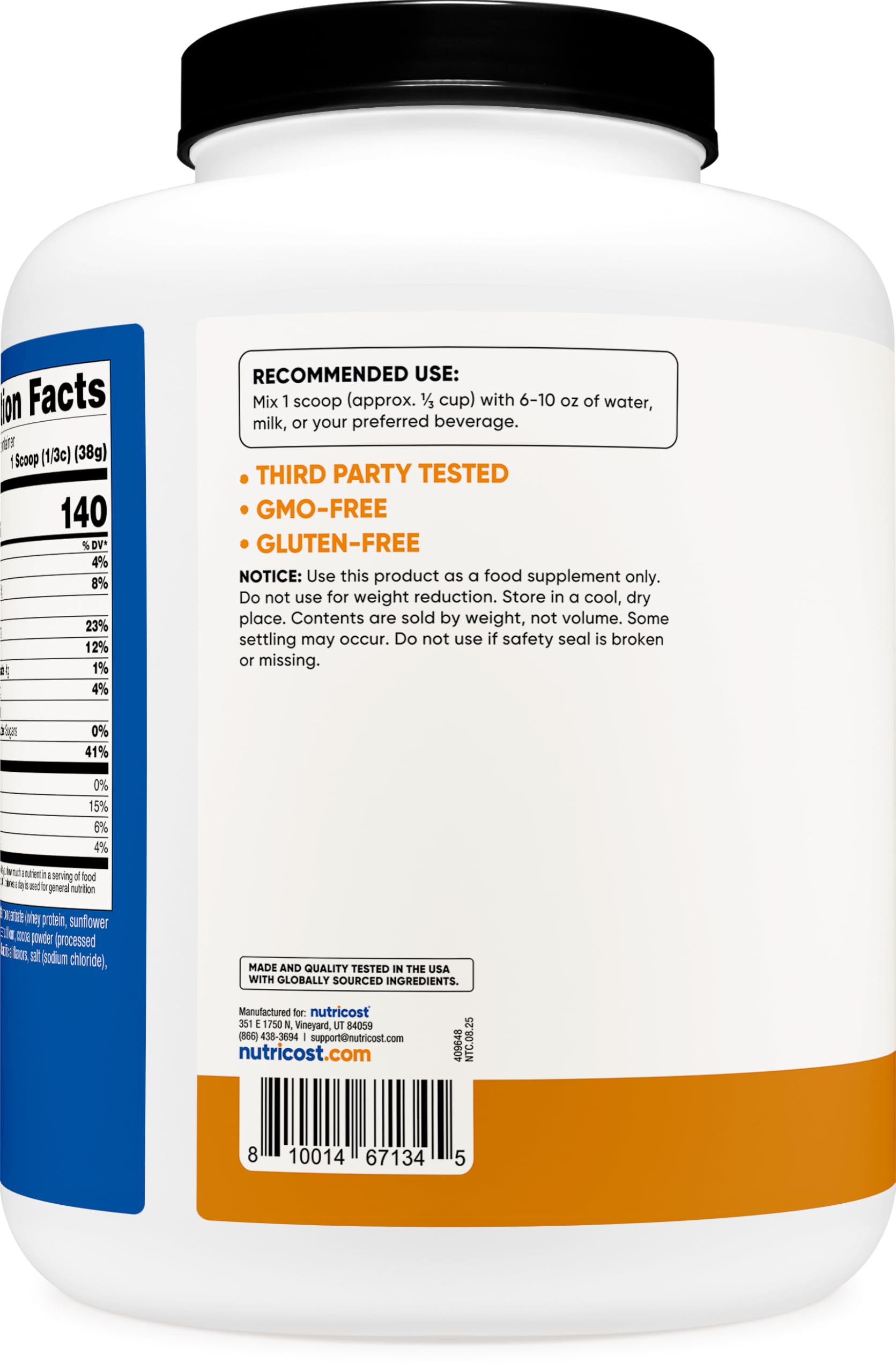 Nutricost container with baking ingredients to highlight versatile recipe uses.