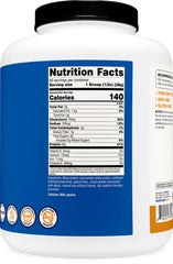 Nutricost whey protein on pantry shelf with gluten-free and non-GMO cues.