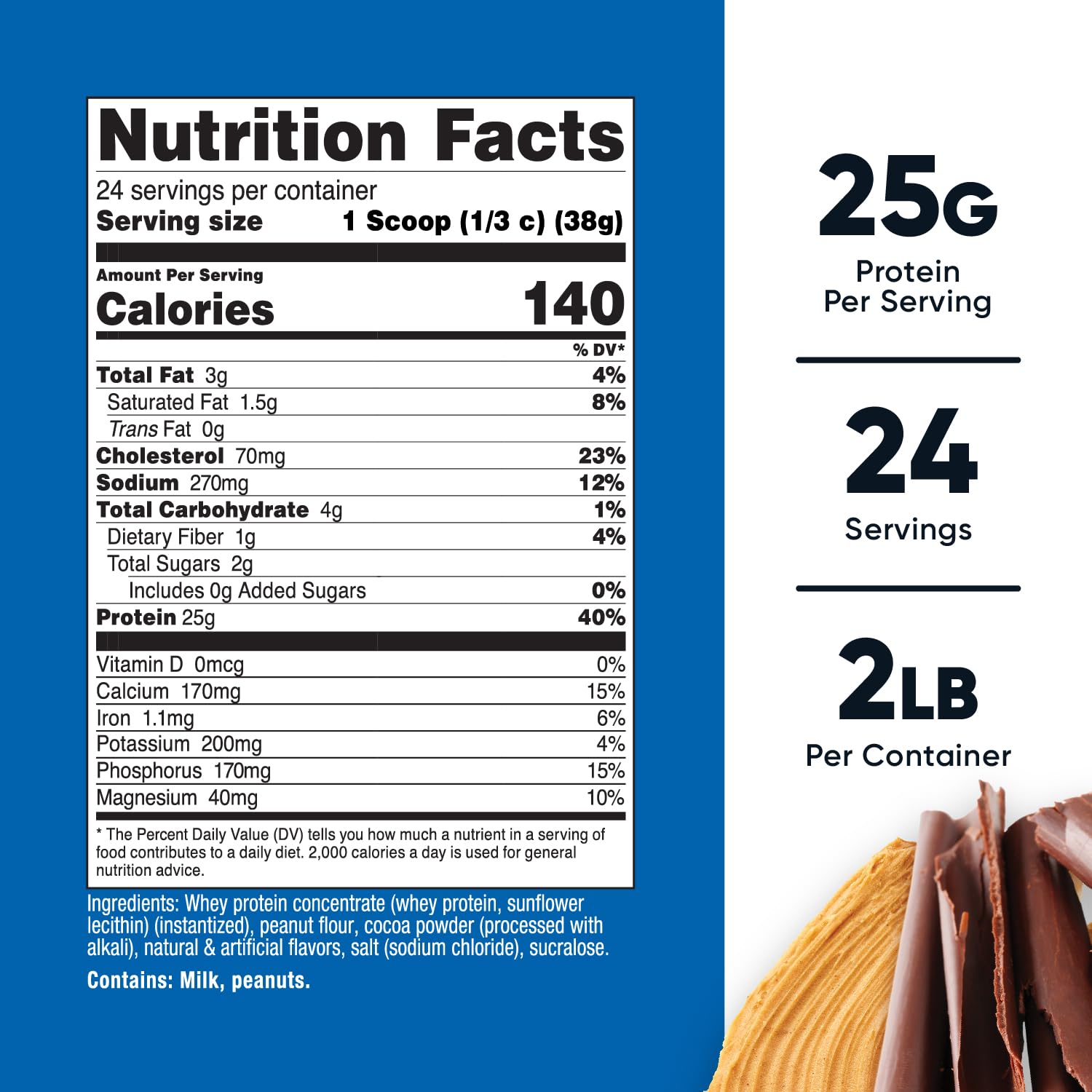 Nutricost scoop for chocolate peanut butter shakes.