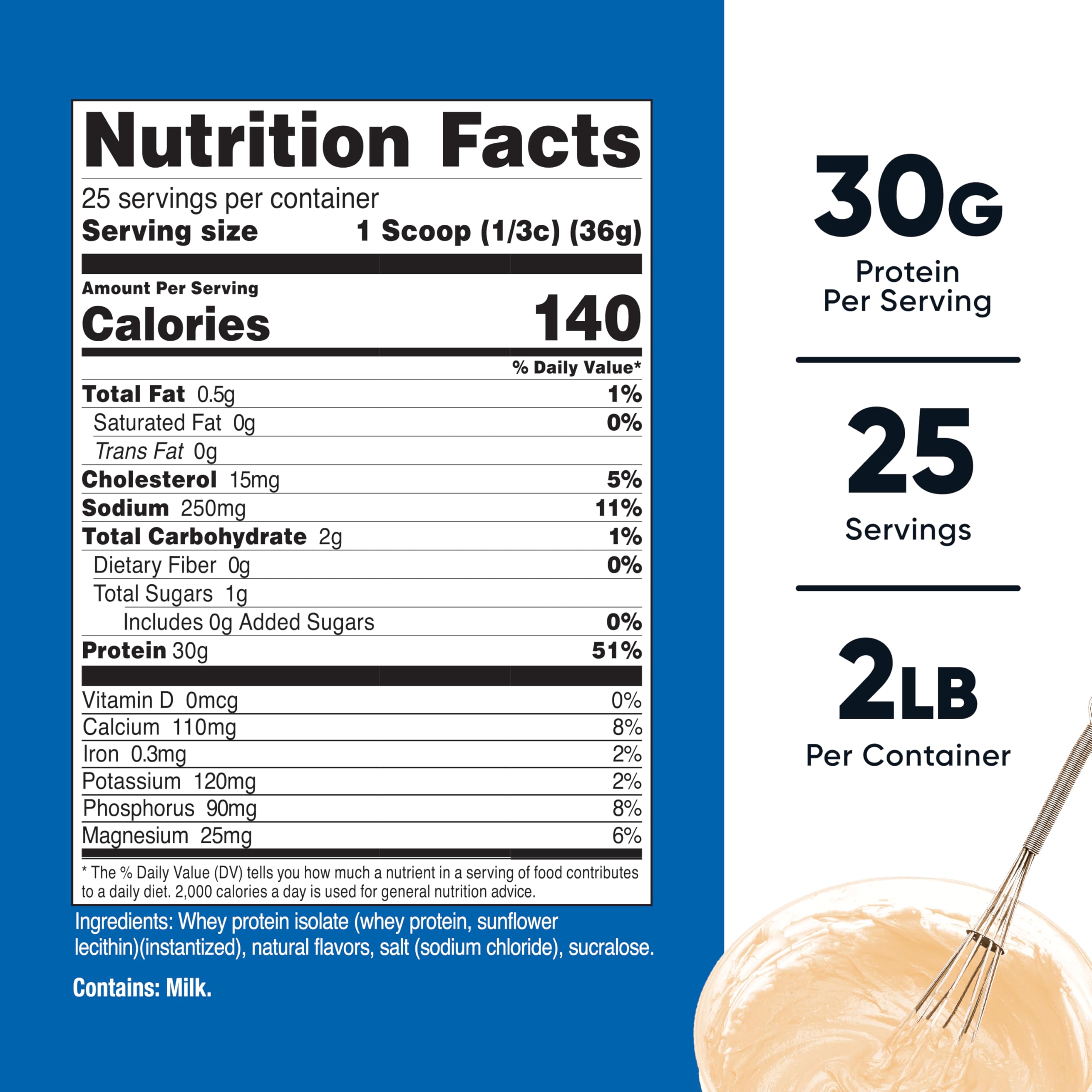 Nutricost cake batter whey protein isolate scoop included for easy portion control