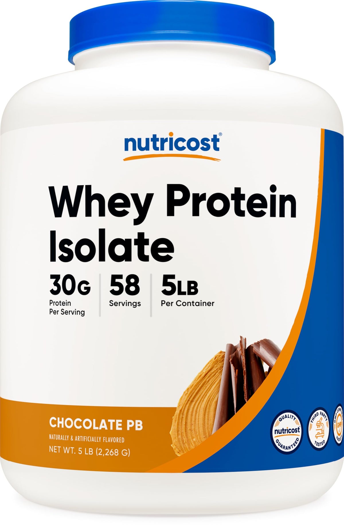 Nutricost Whey Protein Isolate bottle in Chocolate Peanut Butter for daily protein