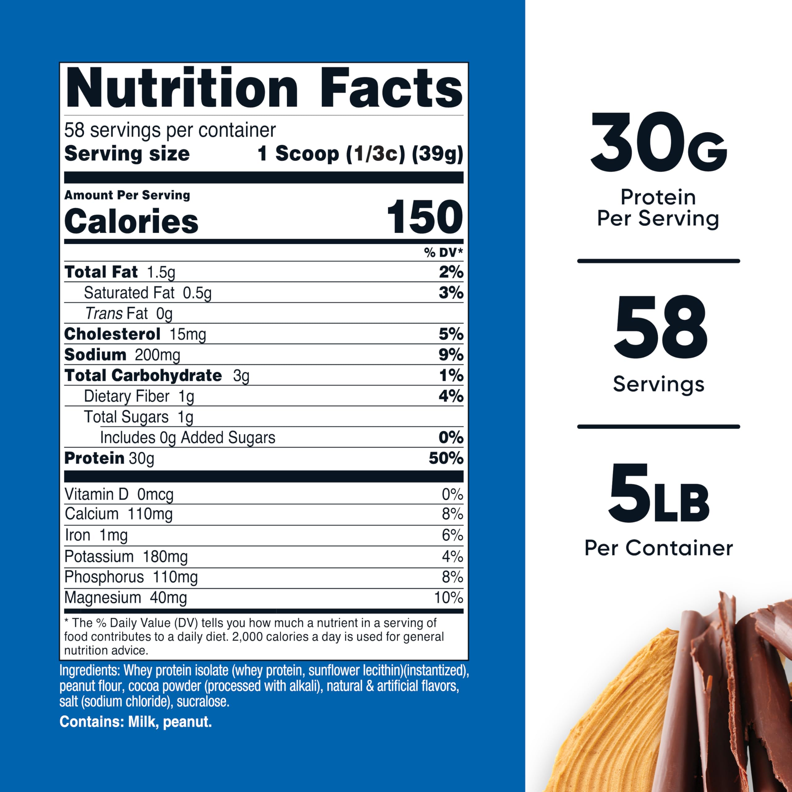 Nutricost Whey Protein Isolate scoop showing a 30g protein serving