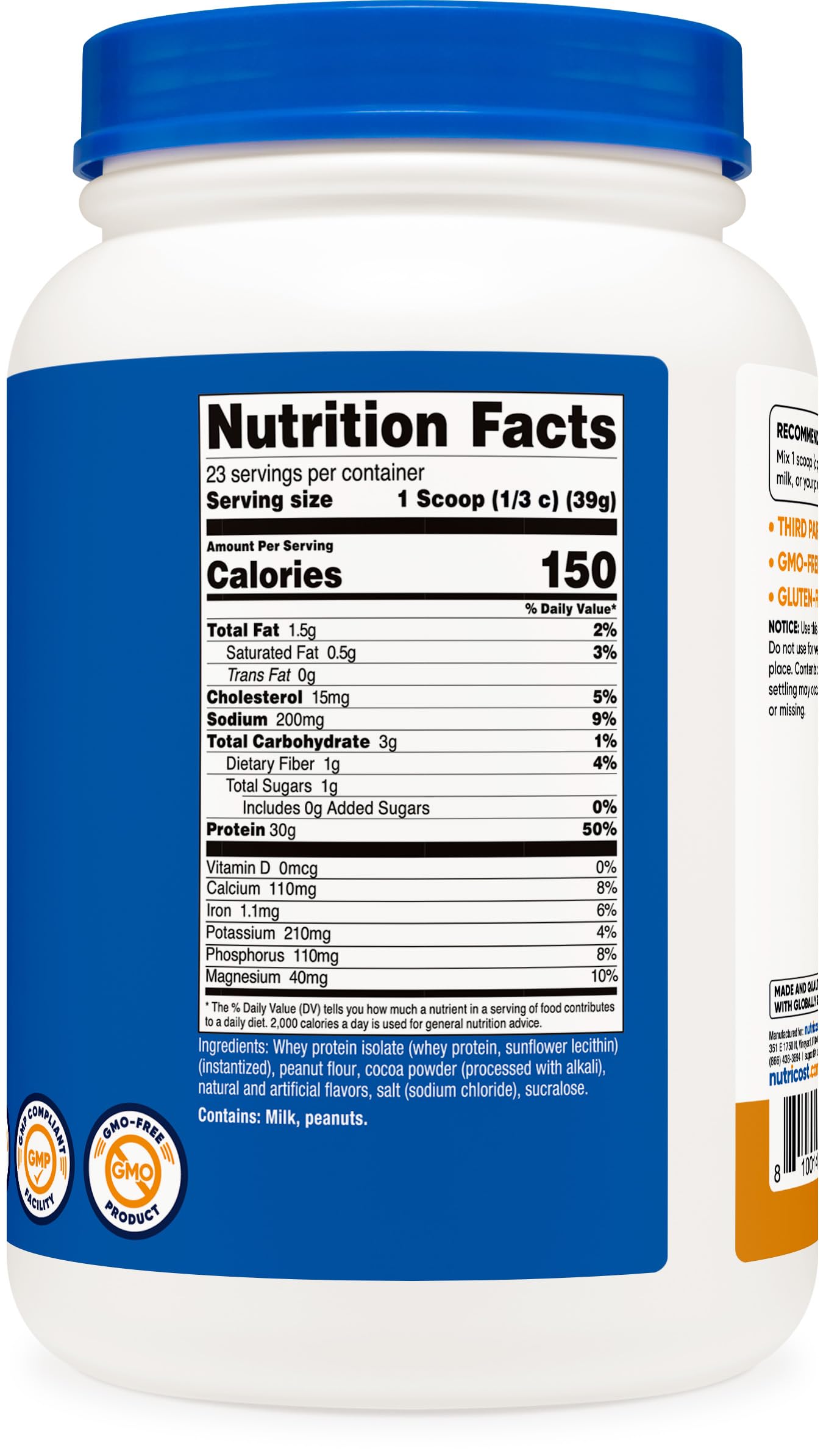 Close-up of Nutricost Whey Protein Isolate serving ideal for on the go nutrition.