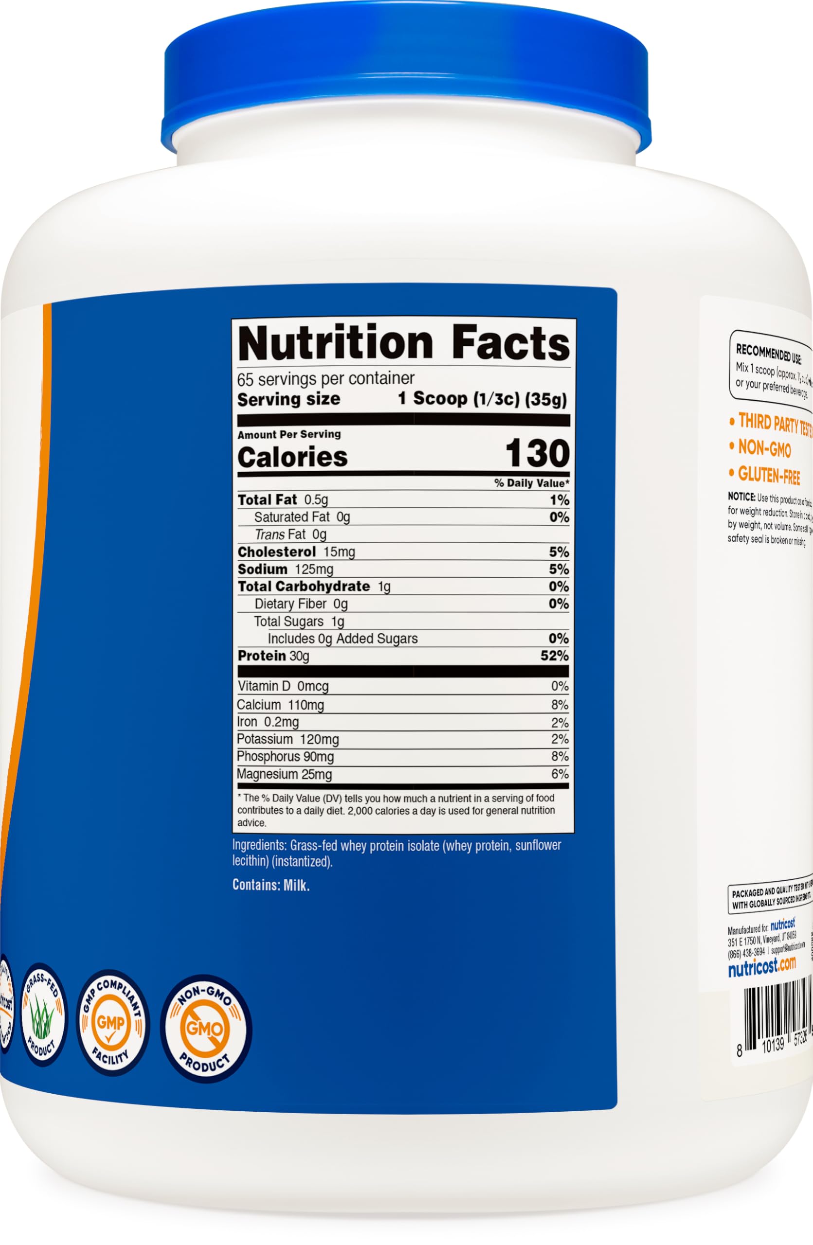 Nutricost packaging features kosher and halal certifications for trusted dietary options.