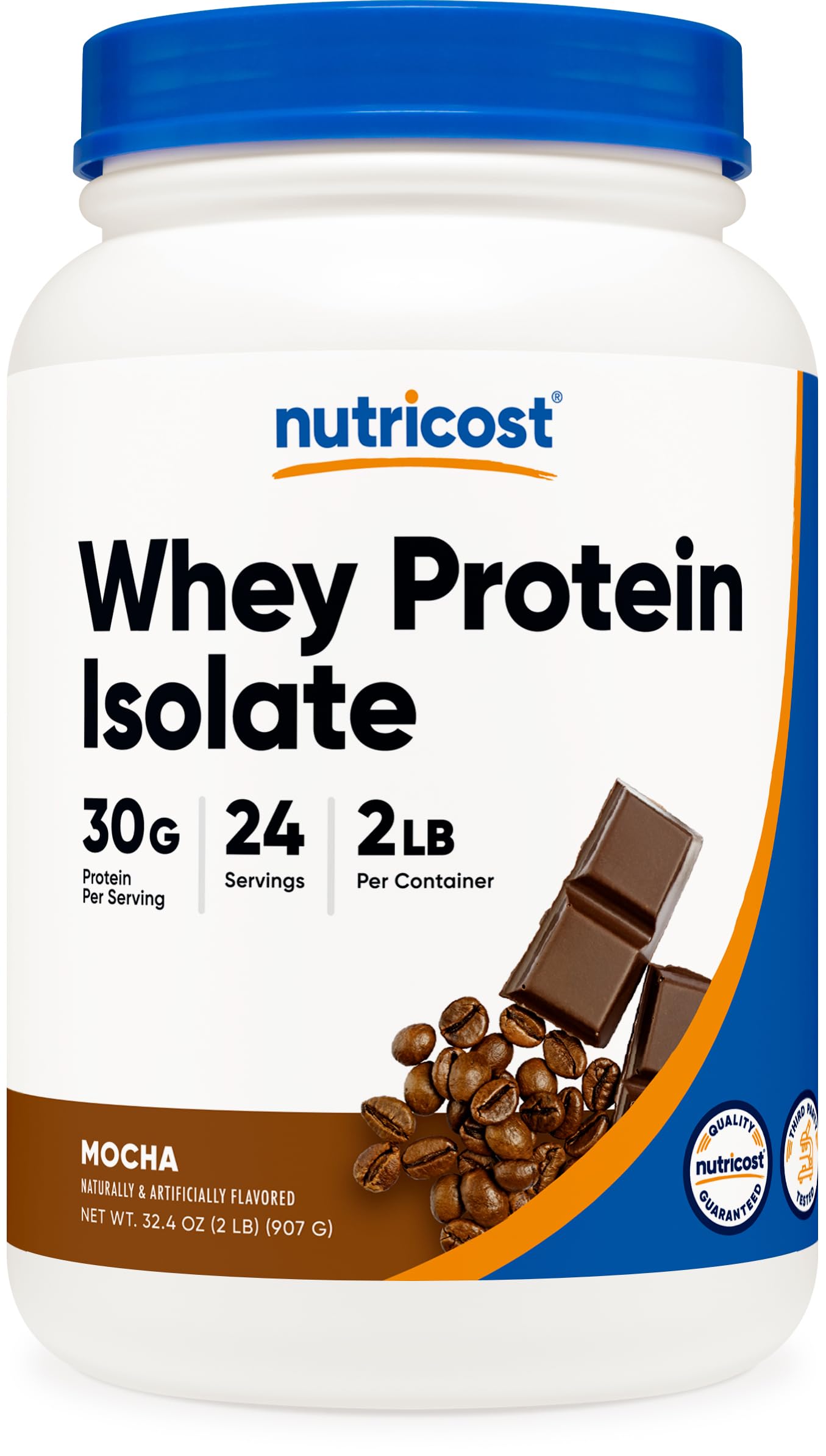 Nutricost Whey Protein Isolate Mocha front view for daily protein support