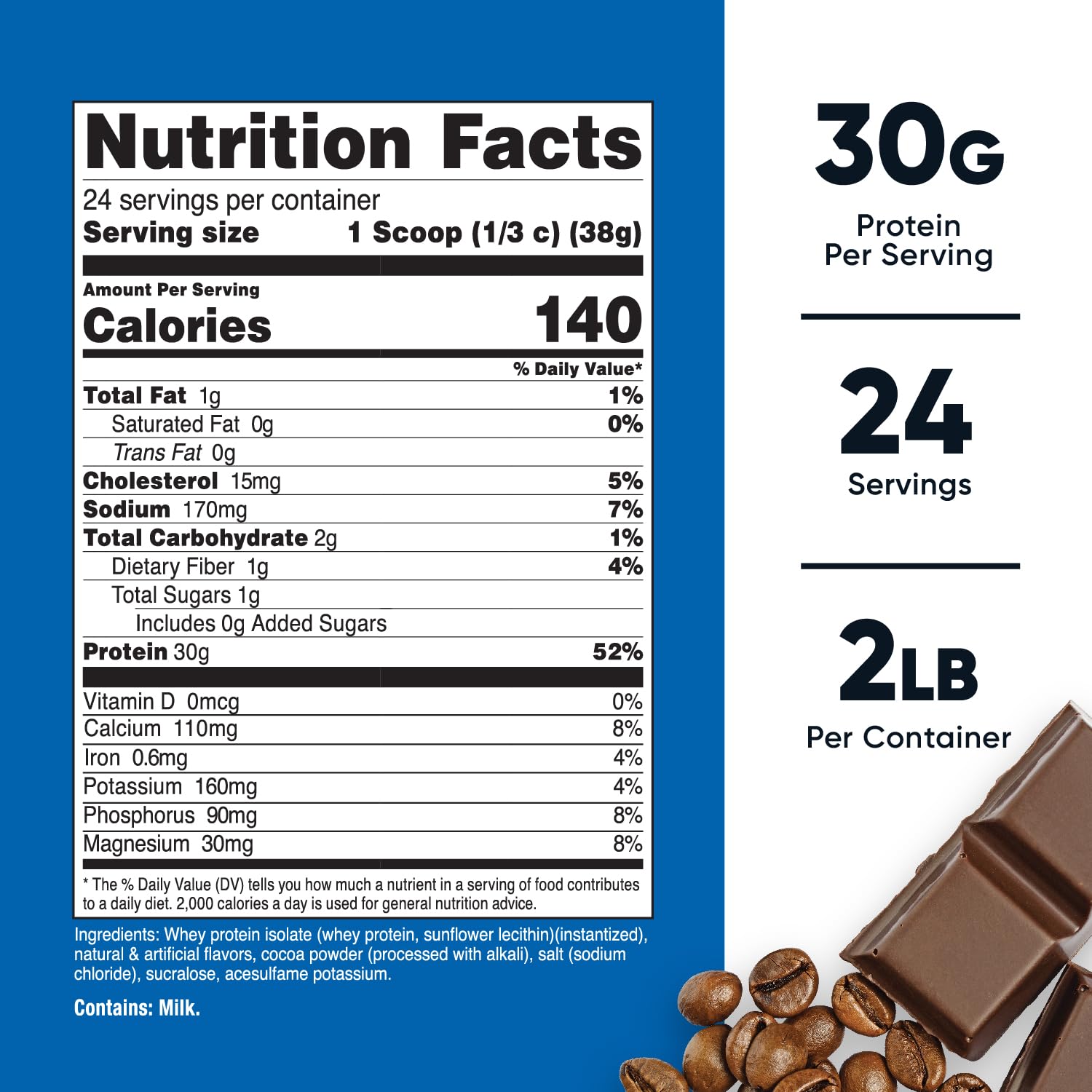 Nutricost Whey Protein Isolate Mocha scoop pour for post workout recovery