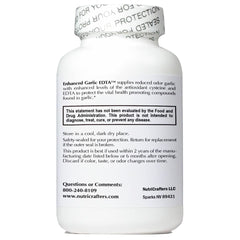NutriCrafters Enhanced Garlic EDTA label closeup highlighting clean ingredients and purity