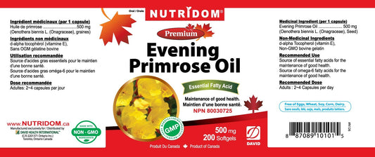 Nutridom Evening Primrose Oil softgels pack ready for everyday supplementation.