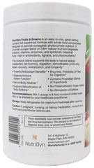 Nutri-Dyn Fruits and Greens ingredients close-up highlighting acai, goji, mangosteen and pomegranate antioxidants