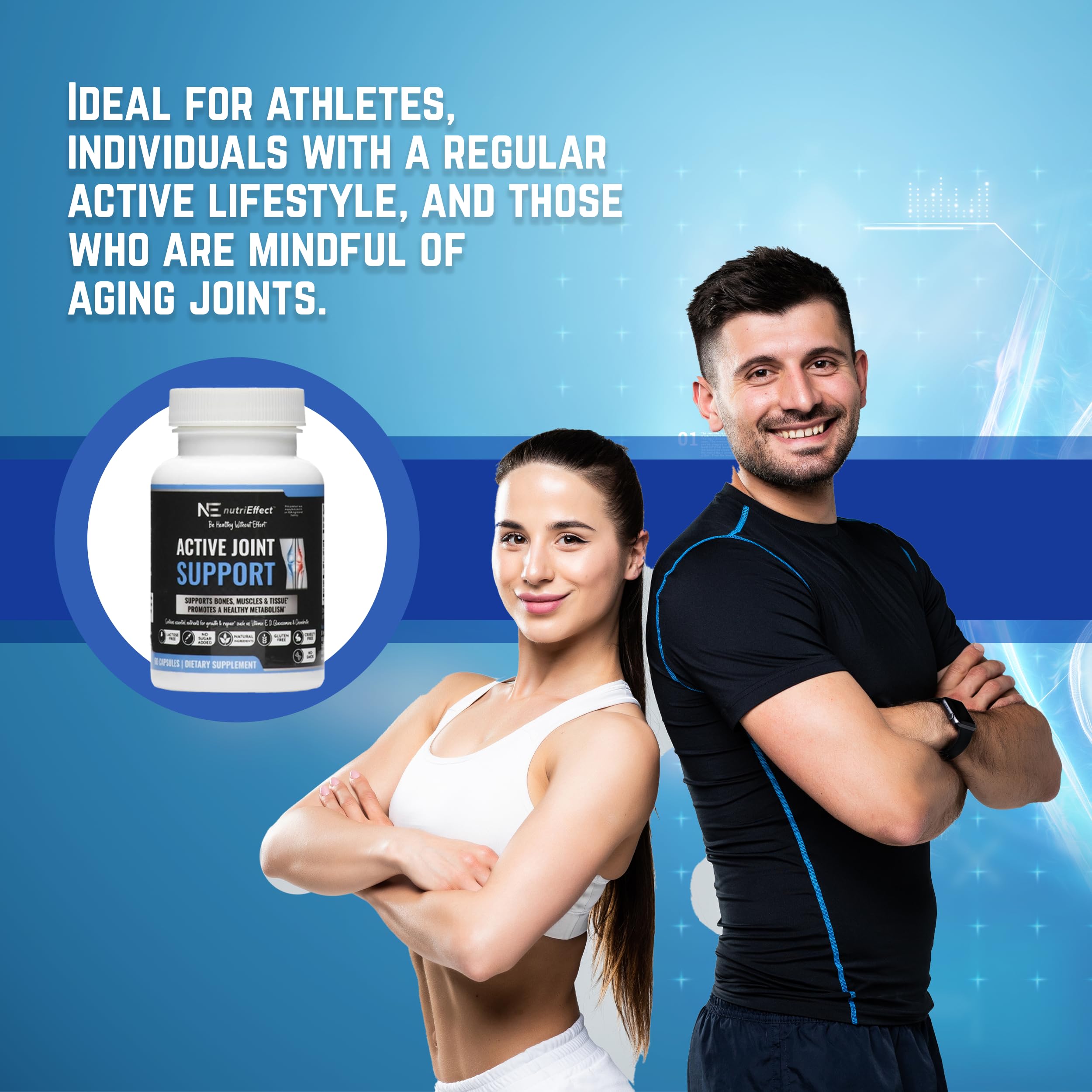 nutriEffect Active Joint Support glass with pills suggests simple daily use