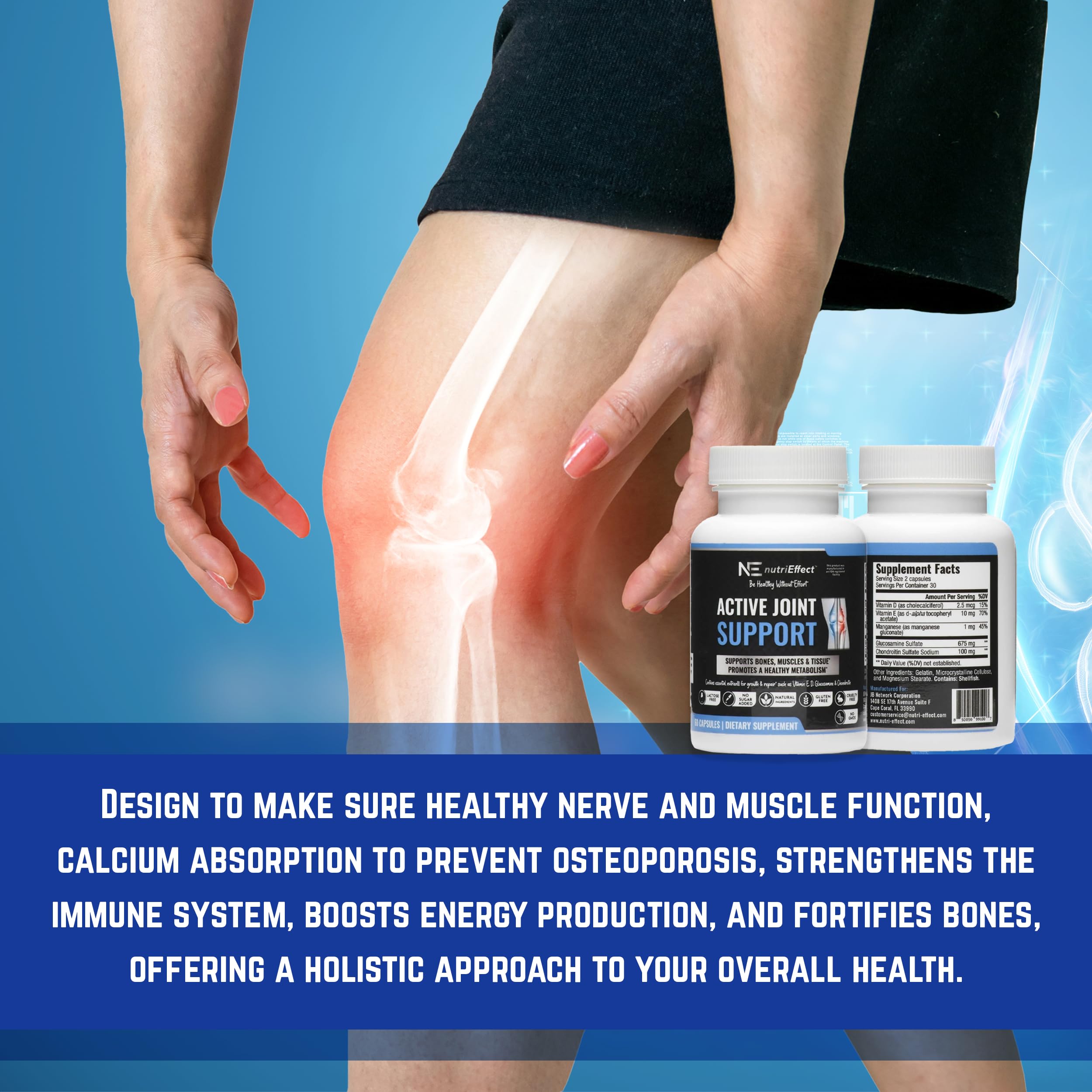 nutriEffect Active Joint Support ingredients back panel lists core nutrients