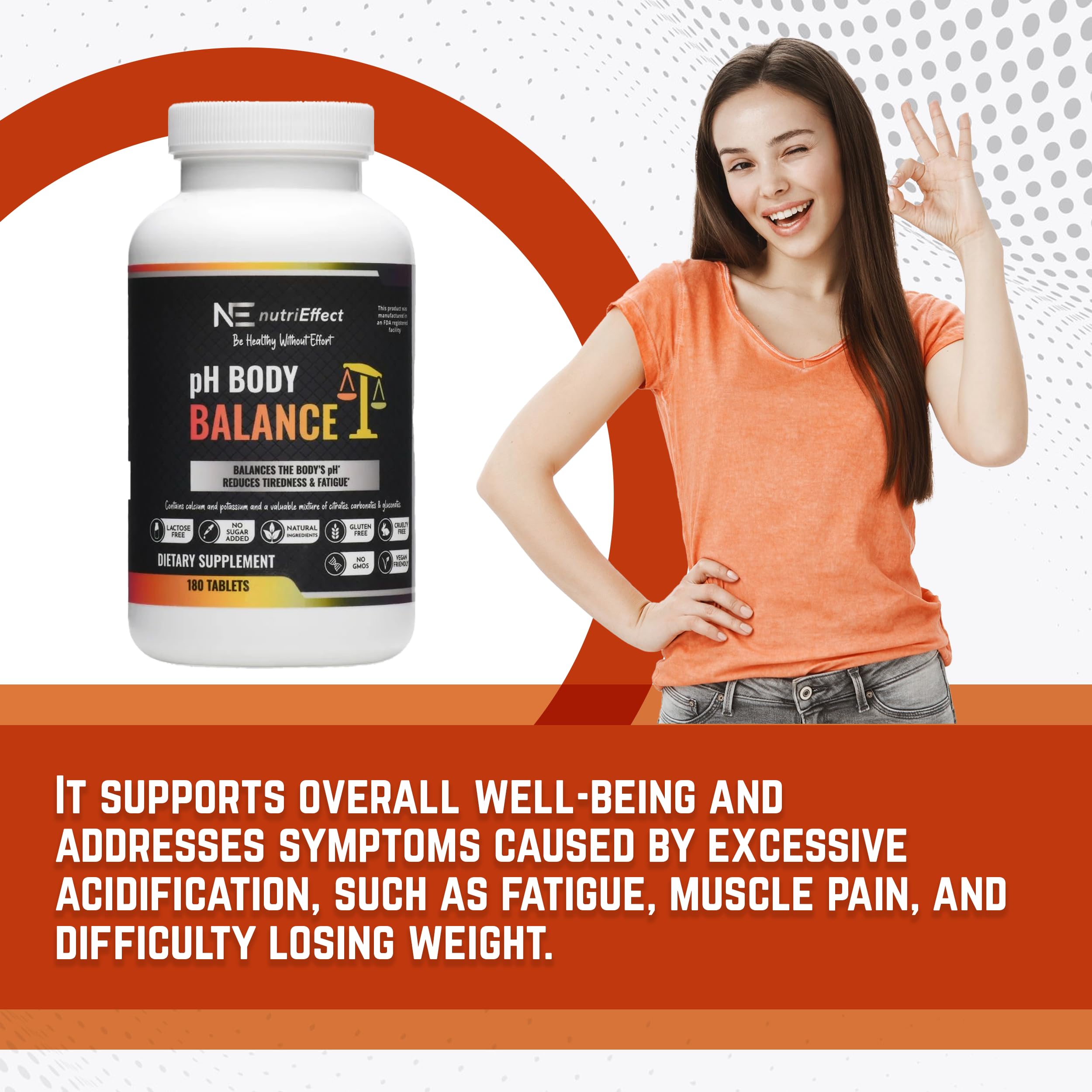nutriEffect pH Balance tablets closeup showing small, easy-to-swallow pills for daily use.