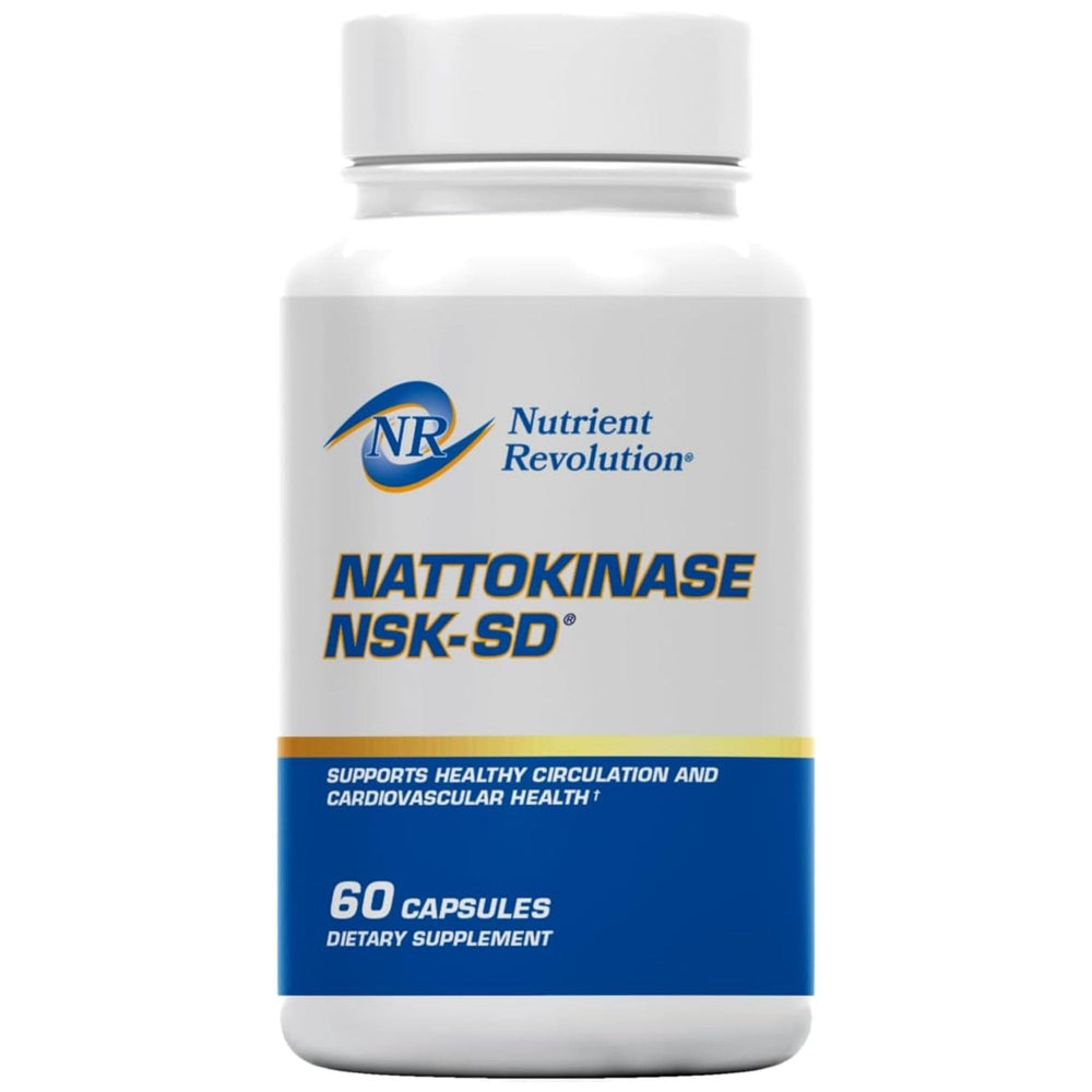 Nutrient Revolution NSK-SD Nattokinase bottle front showing high potency formula for circulation.