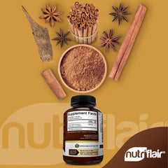 NutriFlair Organic Ceylon Cinnamon packaging, verified organic integrity.