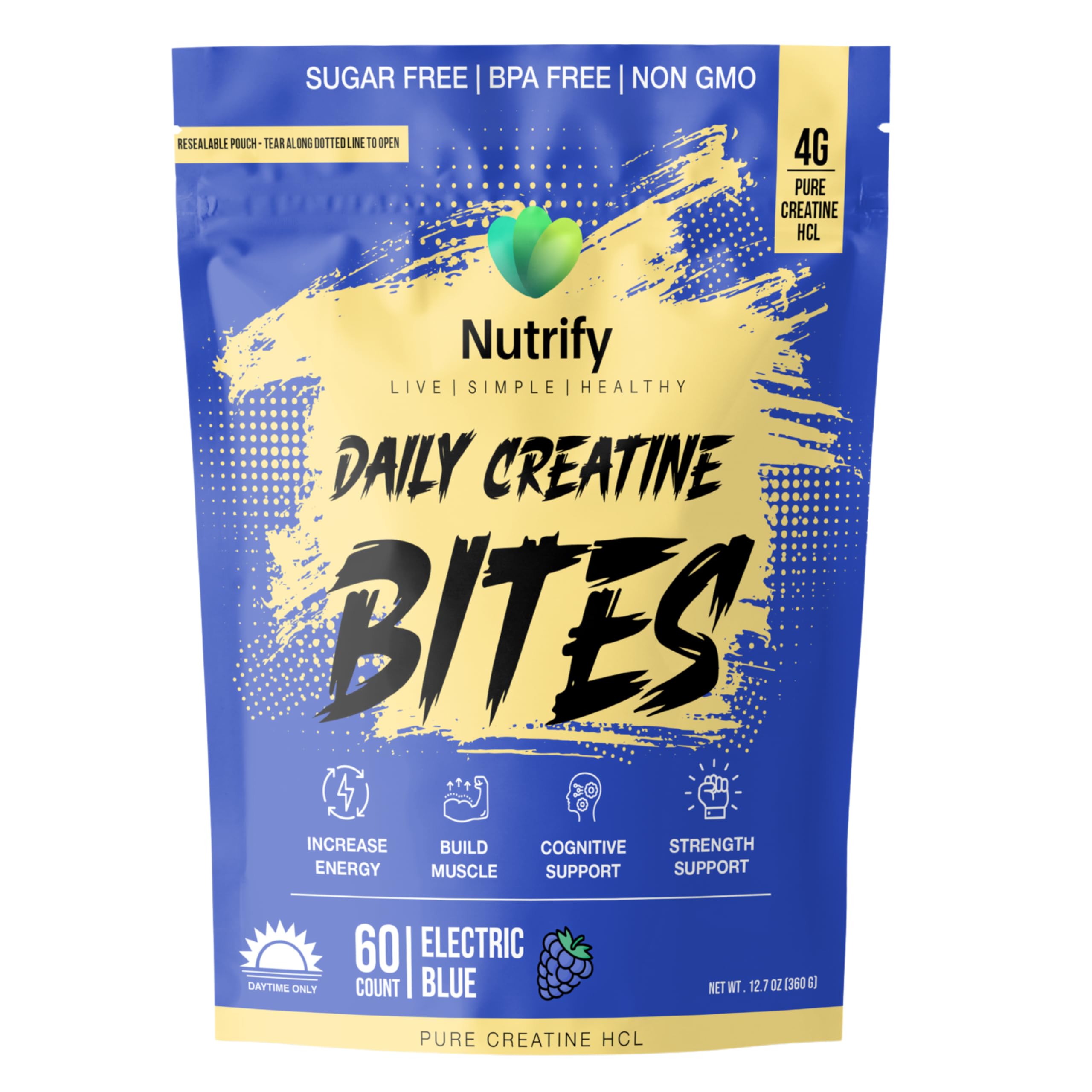 Nutrify Daily Creatine Gummies bottle shown for daily muscle recovery and performance
