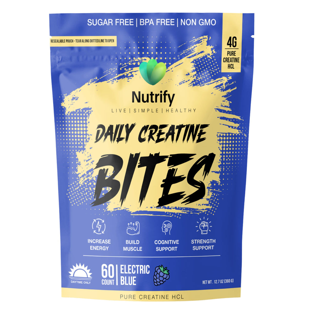 Nutrify Daily Creatine Gummies bottle shown for daily muscle recovery and performance