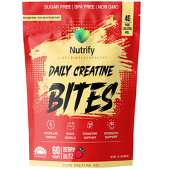 Nutrify Daily Creatine Gummies strawberry bottle for convenient post-workout support