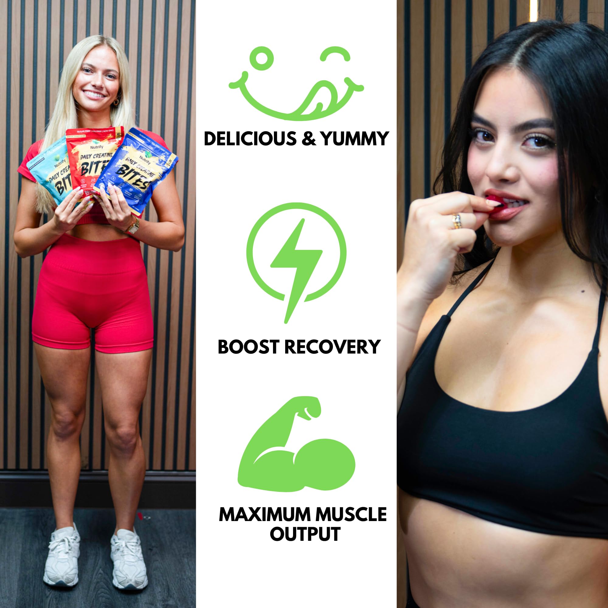 Nutrify gummies bottle with Vitamin B12 icon suggests energy support