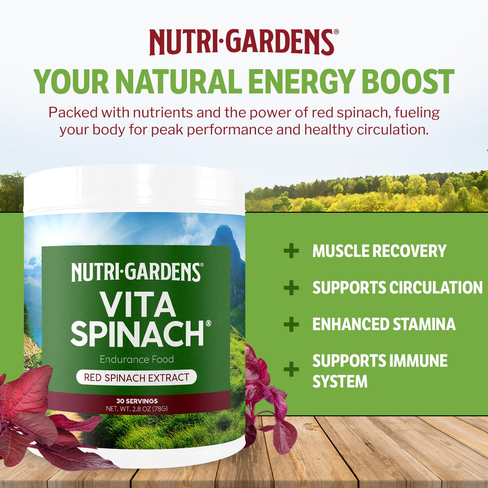 Nutrigardens VitaSpinach in kitchen scene illustrates pure spinach power.