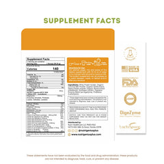 Peanut butter flavor scoop pouring into smoothie with Nutrigenius+.
