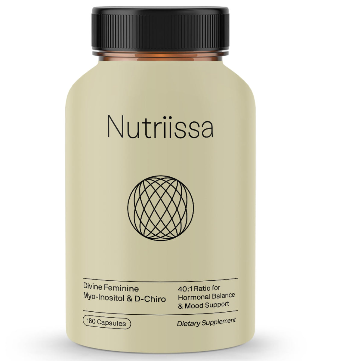 Nutriissa Divine Feminine bottle front showing high-potency inositol formula for balanced wellness