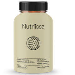 Nutriissa Divine Feminine bottle front showing high-potency inositol formula for balanced wellness