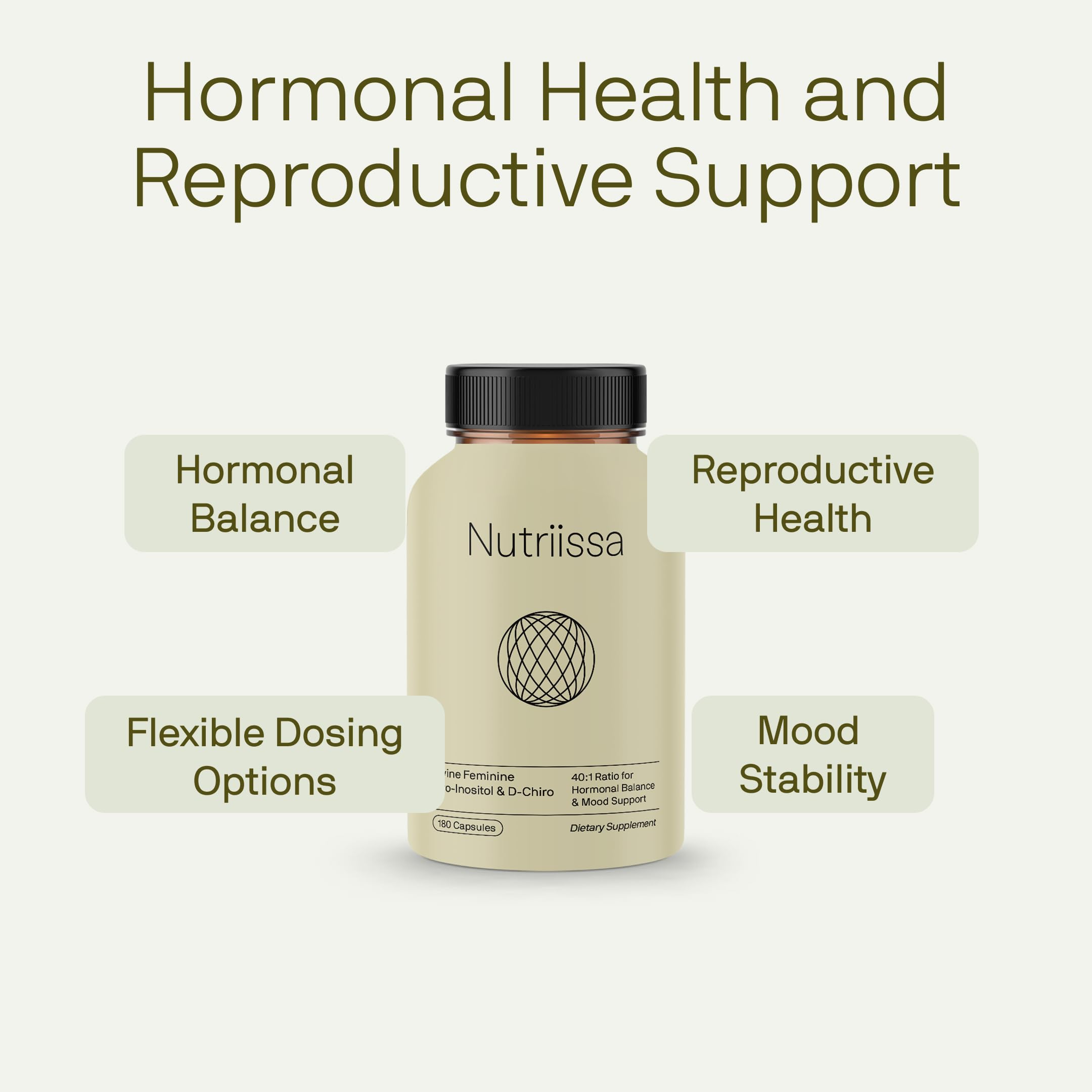 Nutriissa Divine Feminine bottle label with 40:1 ratio and vegan formulation
