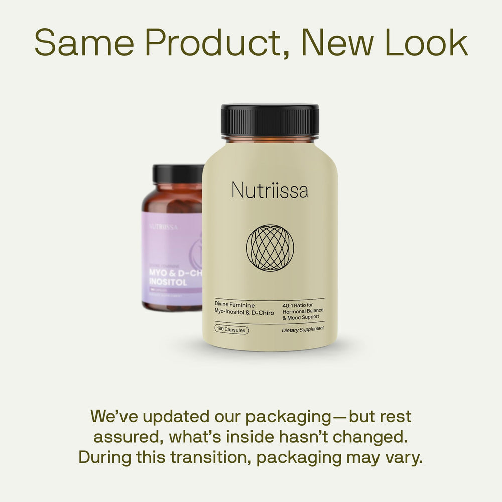 Nutriissa Divine Feminine bottle side view highlighting compact, easy-to-swallow capsules