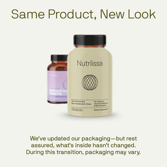 Nutriissa Divine Feminine bottle side view highlighting compact, easy-to-swallow capsules