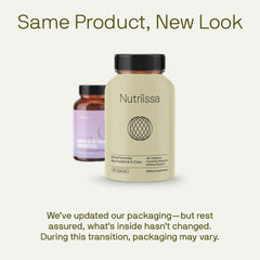 Nutriissa Divine Feminine bottle side view highlighting compact, easy-to-swallow capsules