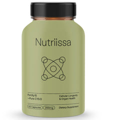 Nutriissa Fortify15 bottle label shows purity and potency for daily support.