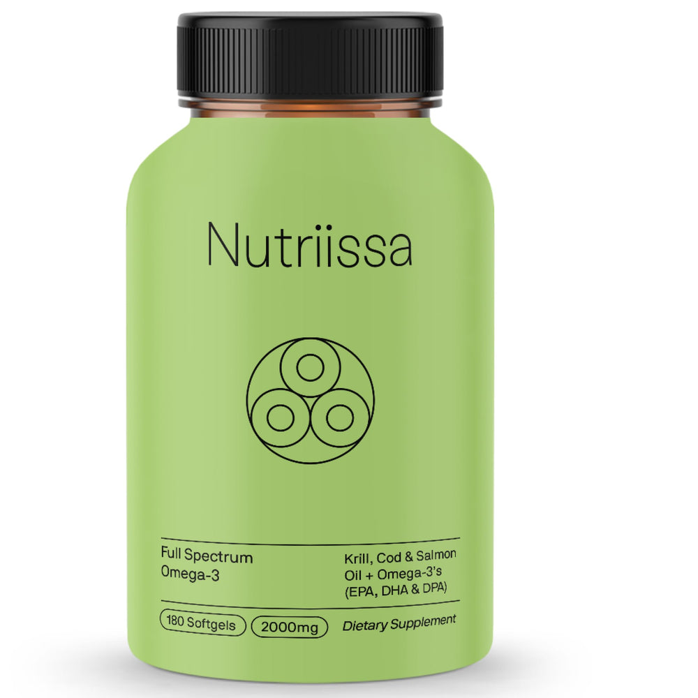 Nutriissa Full Spectrum Omega-3 bottle with label for everyday wellness