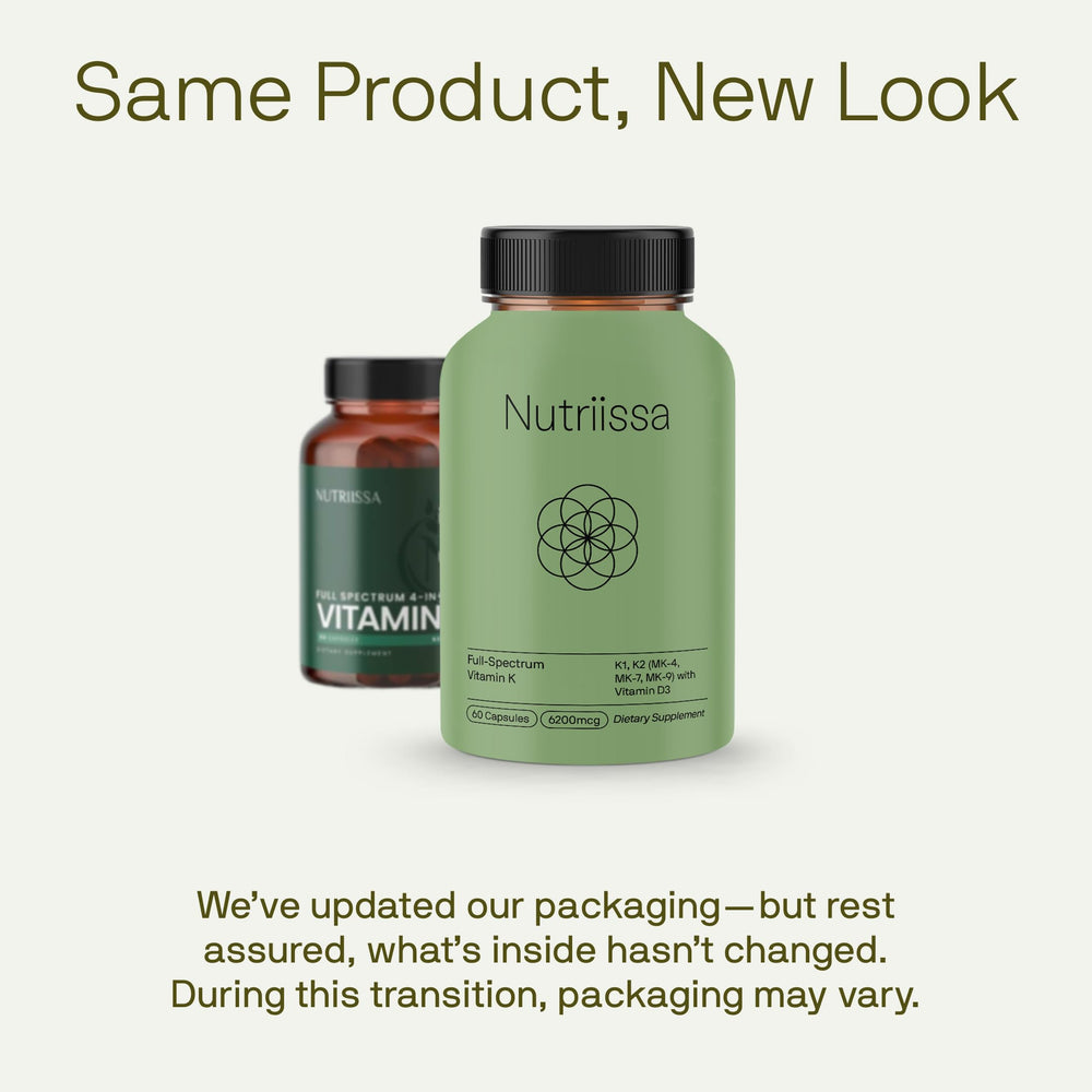 Nutriissa K1-K2-D3 capsules close-up highlighting balanced nutrition.