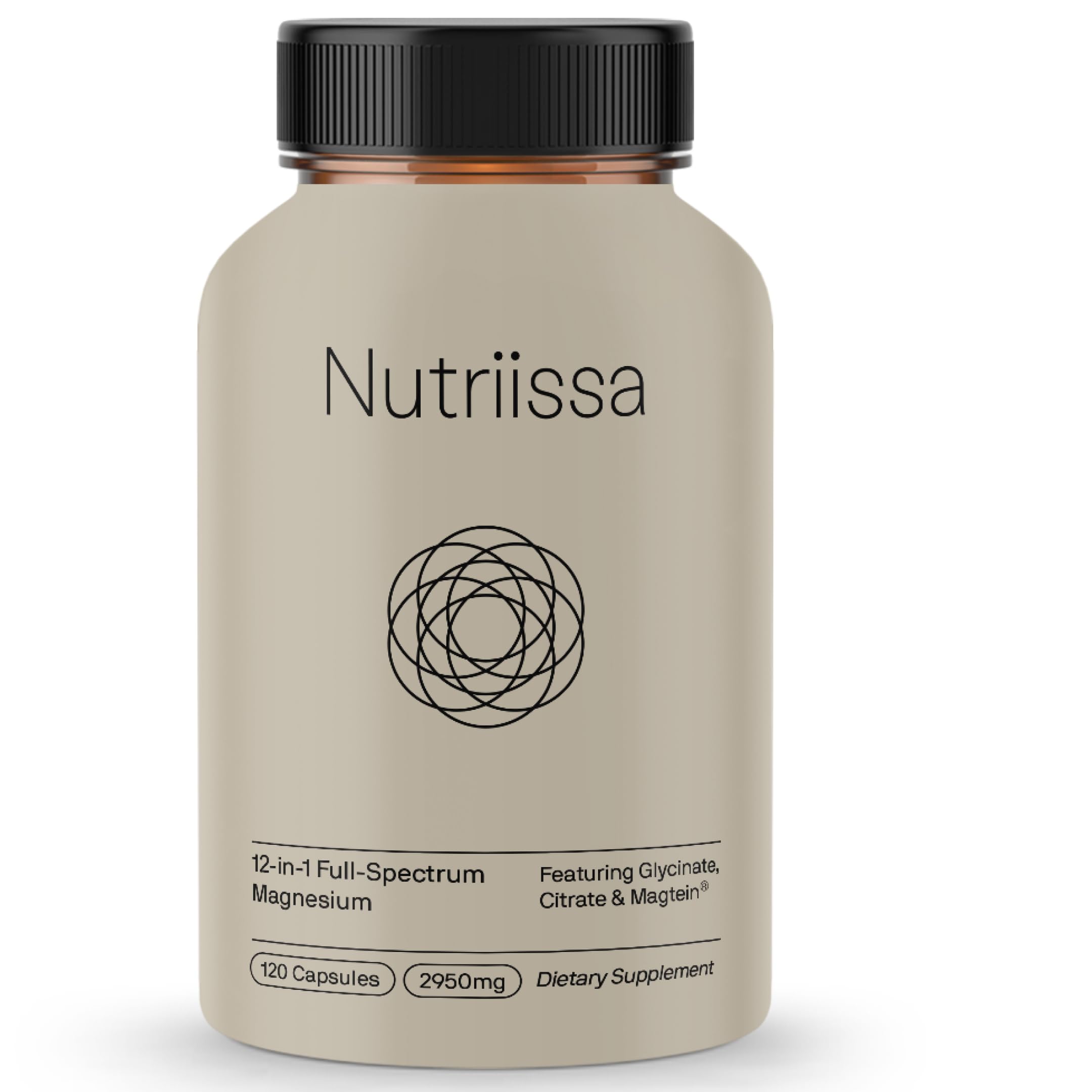 Nutriissa Magnesium Complex bottle front showing full-spectrum capsules for daily wellness