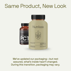 Nutriissa PCT capsules close-up highlighting vegan formula and quality