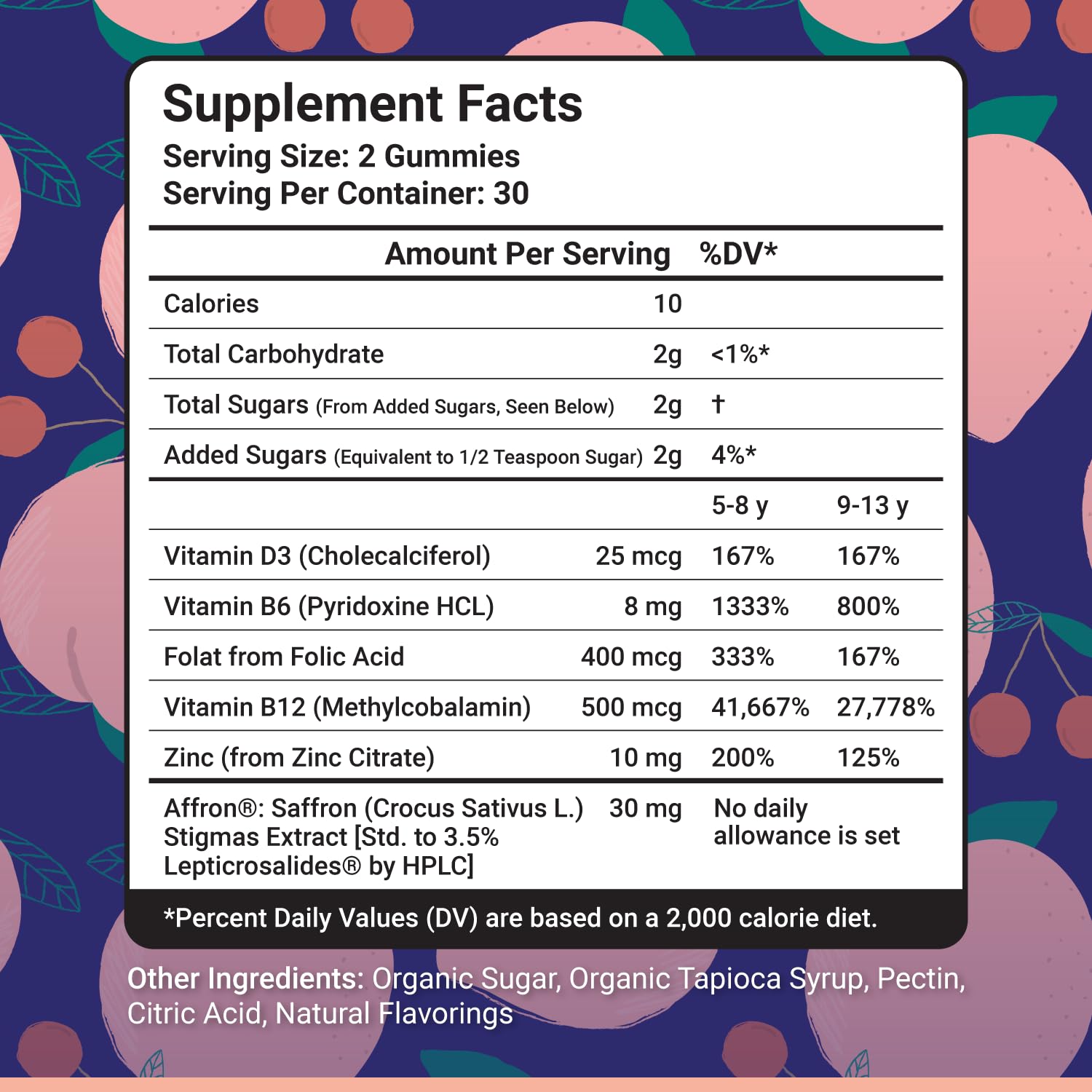 NutriMagic peach-flavored gummies close-up for tasty daily brain support