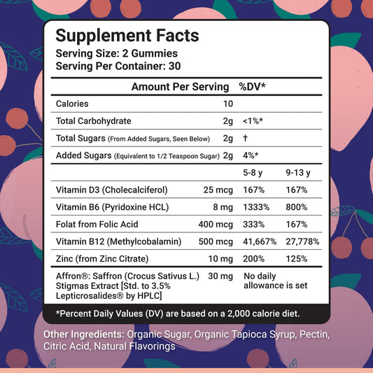NutriMagic peach-flavored gummies close-up for tasty daily brain support