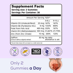 NutriMagic saffron gummies bottle indicating 60 servings for daily memory help.