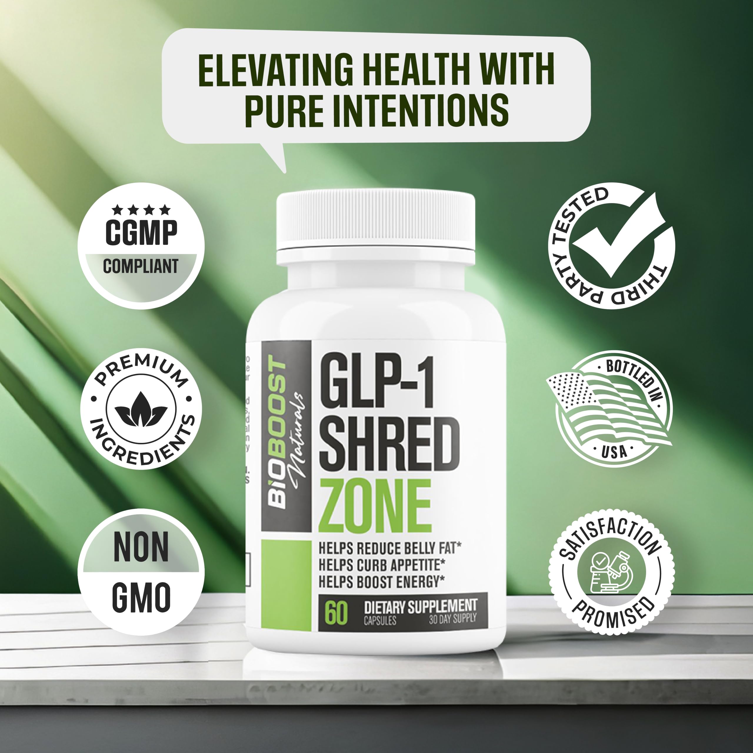 Nutrimend IQ GLP-1 Shred Zone packaging on display for portable wellness.