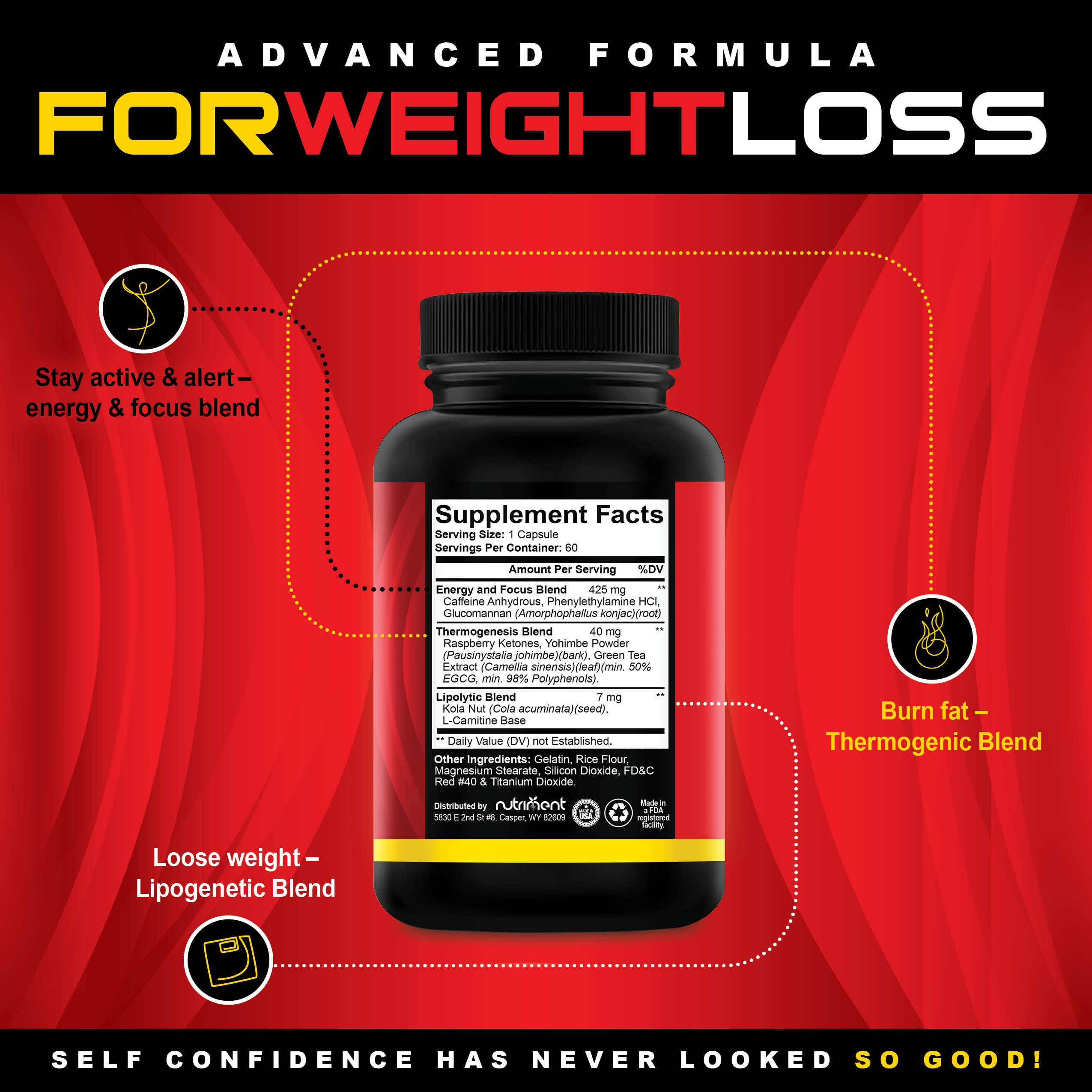 Nutriment Quick Ten bottle back label with dosage and ingredients.
