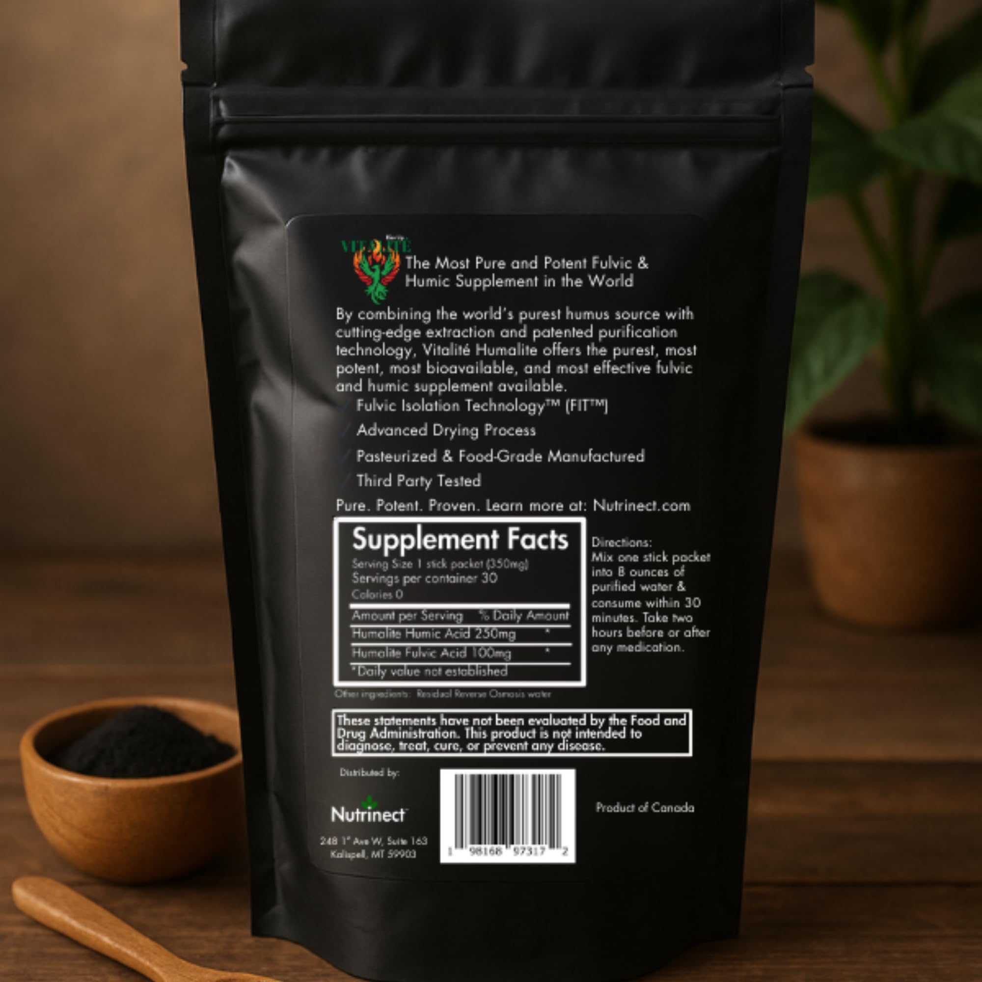 Nutrinect Vitalité Humalite powder dissolves quickly in water