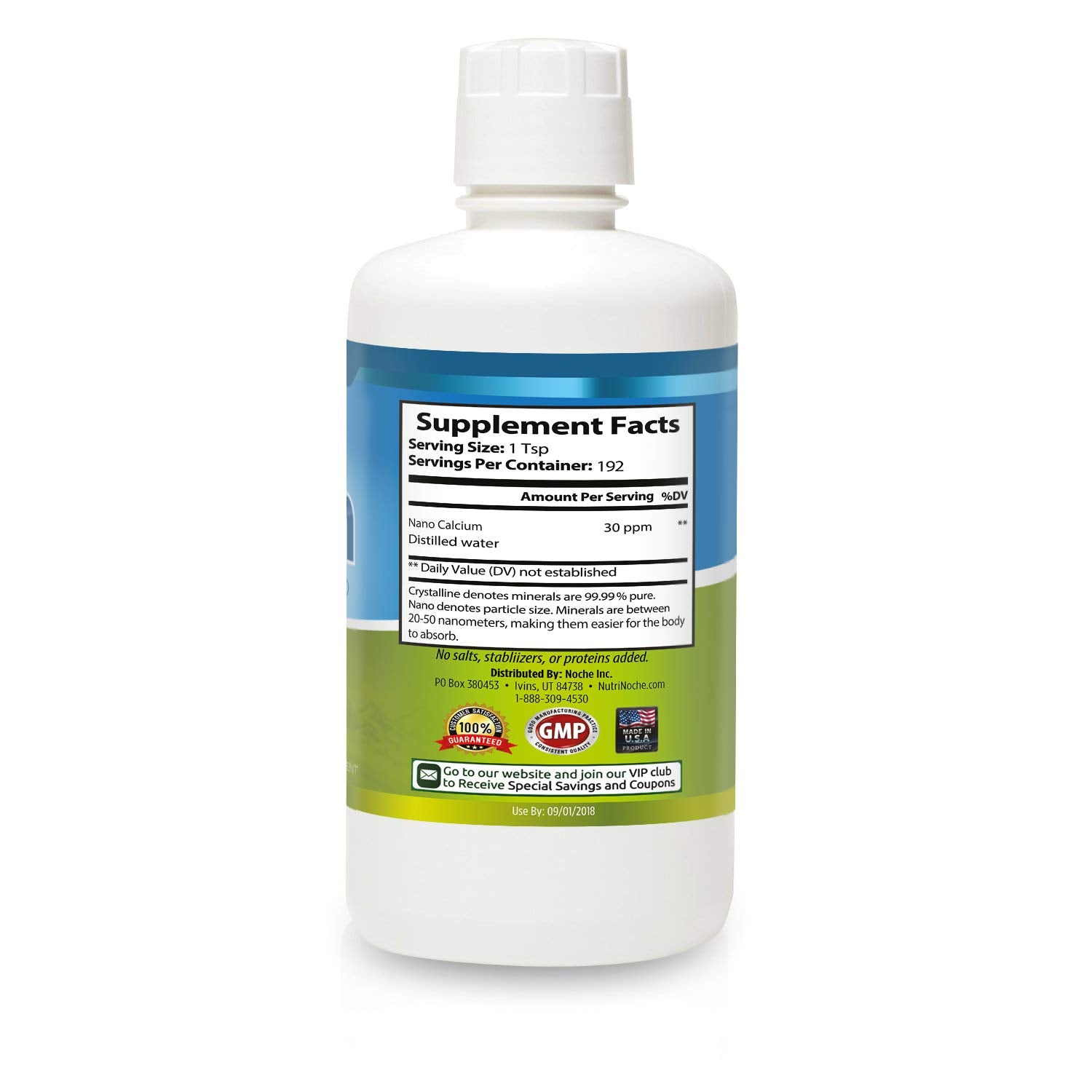 NutriNoche Liquid Calcium crystal liquid detail highlighting fine particles for bioavailability.
