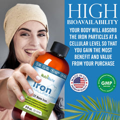 NutriNoche liquid iron drops for sublingual use and easy absorption.